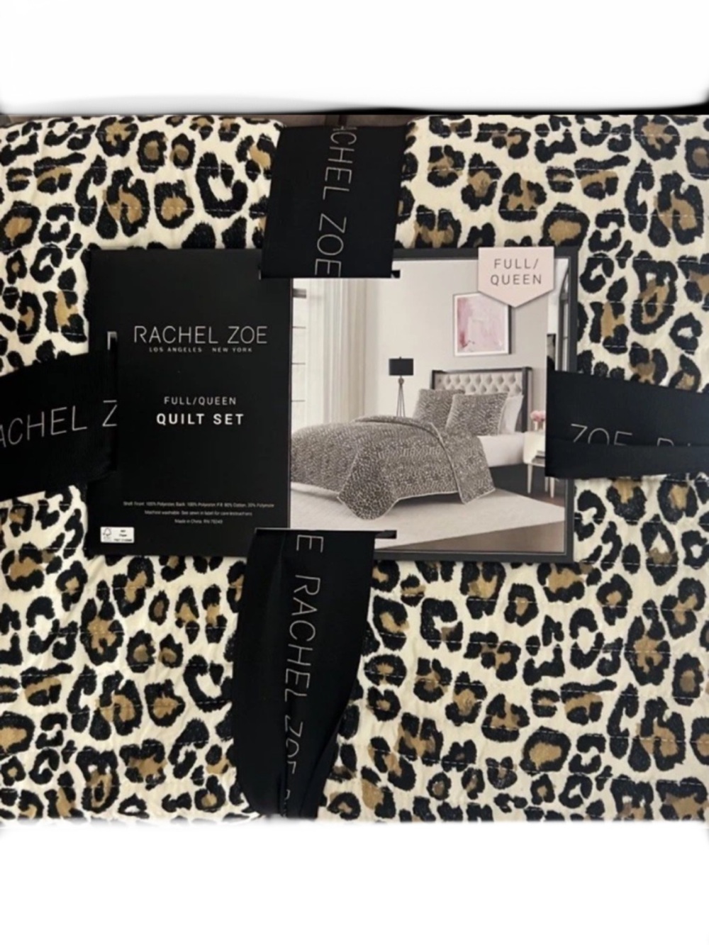 Rachel Zoe Animal Print Queen Brown, Black and Tan Quilt Set 88”x92”